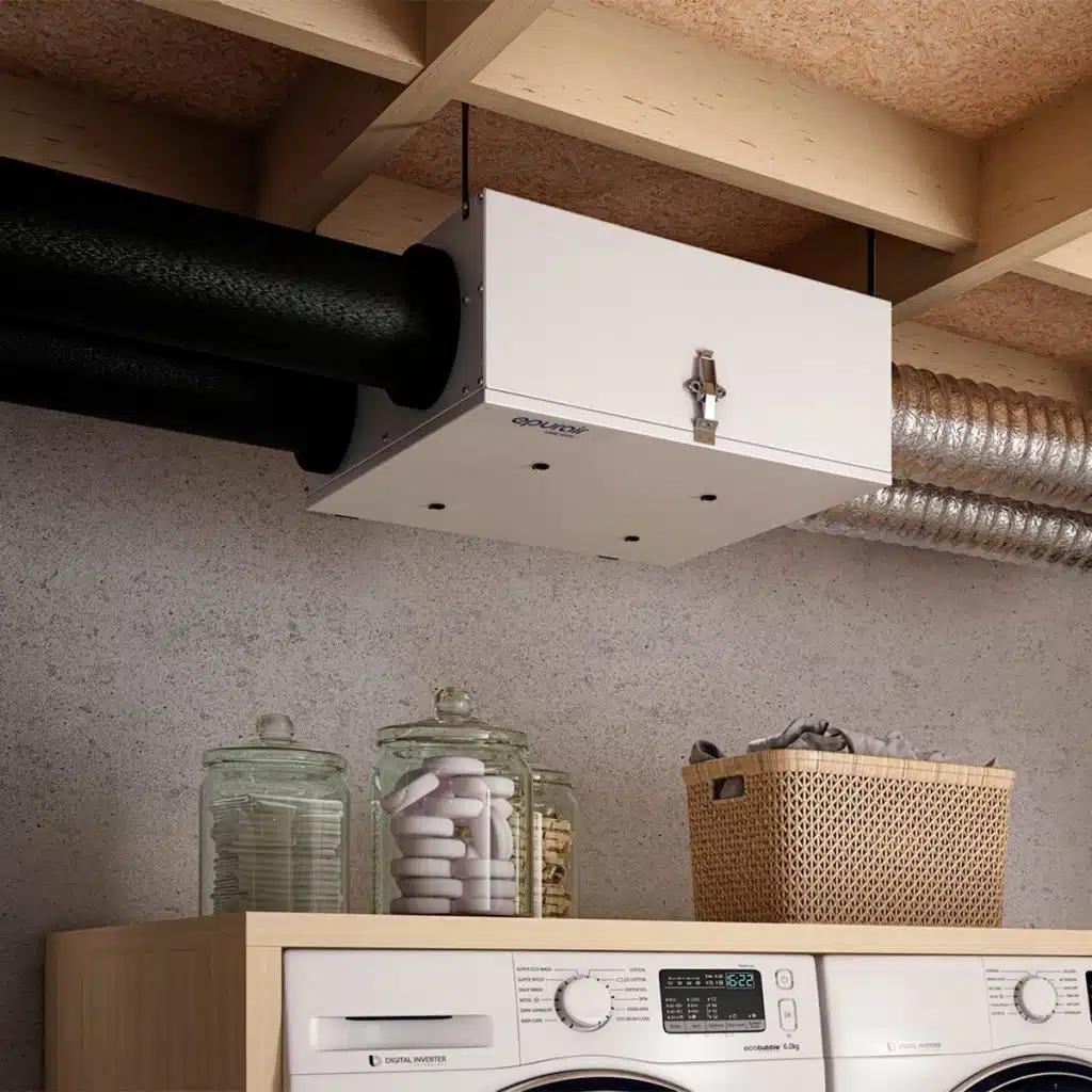 Échangeur d’air Epurair installé au plafond d’une salle de lavage
