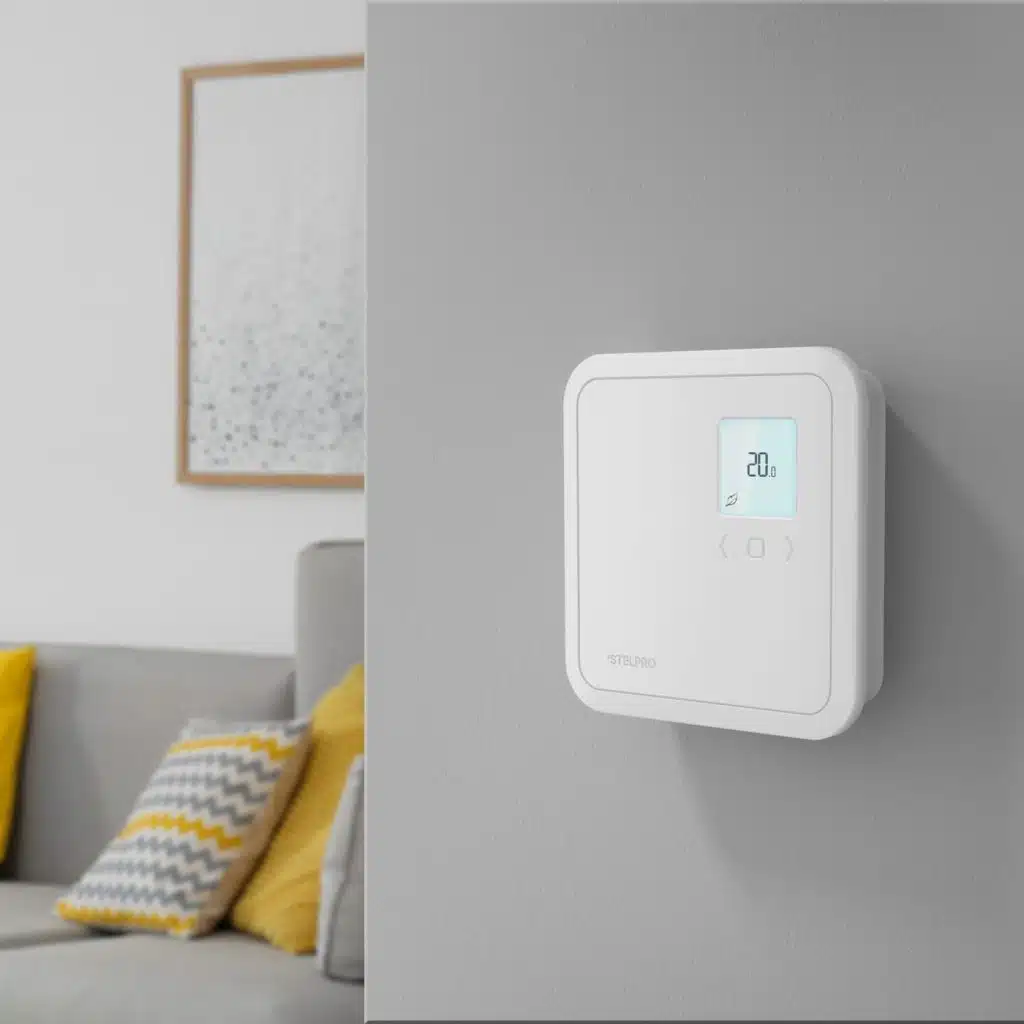 Thermostat Synapse Électronique installé au mur d’un salon