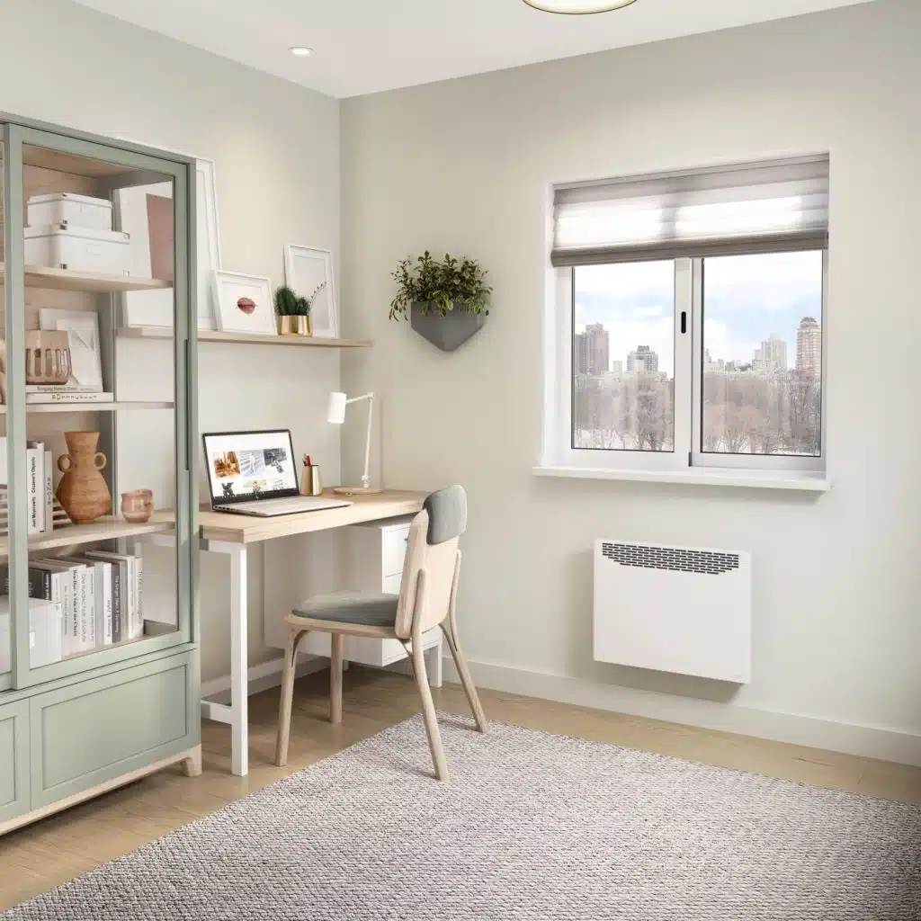 Convecteur Uniwatt sous la fenêtre d’un bureau